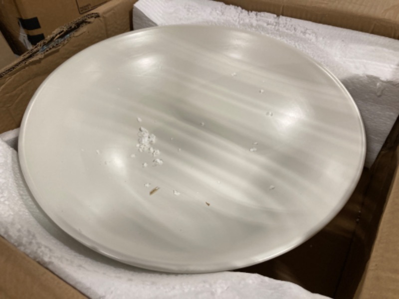 Photo 4 of ****USED*** Deco 79 Ceramic Wide Decorative Bowl with Elevated Base, 15" x 16" x 6", White White SMALL SIZE