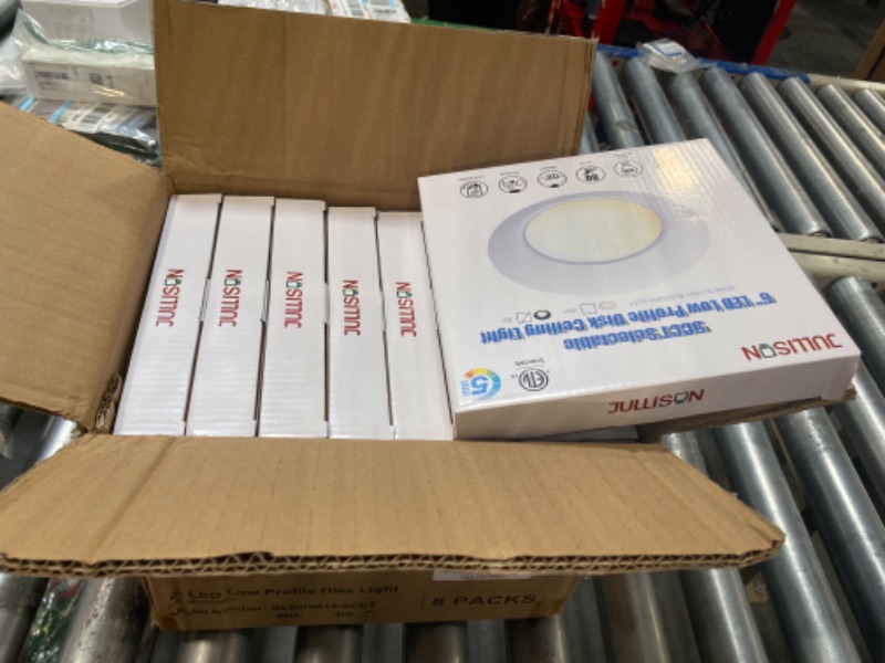 Photo 1 of 8 Packs 6 Inch 5CCT Field Selectable LED Low Profile Recessed & Surface Mount Disk Light, Round, 15W, 920 Lumens, CRI80, 27K-30K-35K-40K-50K, Driverless, Dimmable, ETL & Wet Listed, White 5 CCT Matte White
