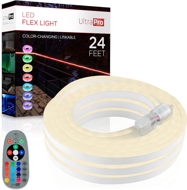 Photo 1 of **READ NOTES BEFORE PURCHASING ITEM** 
JASCO UltraPro 24ft Color Changing LED Light Strip, Indoor/Outdoor Rope Lights, Flexible Neon Lights, Linkable, Plug-in, Bedroom, Under Cabinet, Accent Light, Living Room, Balcony, Deck, 60837
