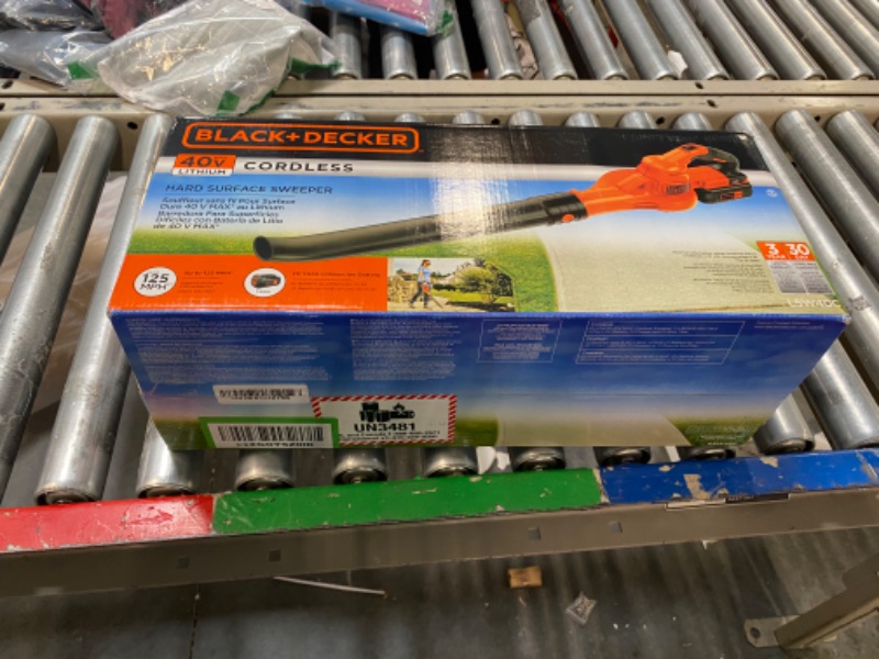 Photo 2 of ***BATTERY DOES NOT WORK*** 
BLACK+DECKER 20V MAX Cordless Leaf Blower, Lawn Sweeper, 130 mph Air Speed, Lightweight Design, Battery and Charger Included (LSW221)
