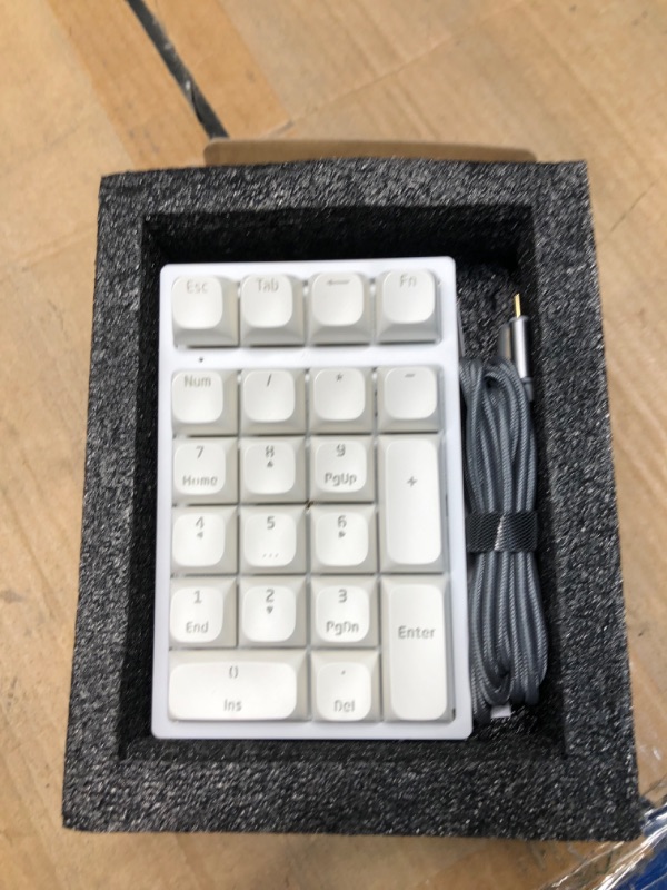 Photo 3 of MOTOSPEED Mechanical Numeric Keypad Hot-Swap GATERON Switch Wired Gaming Keypad RGB Backlit PBT Keycap 21 Keys Mini Numpad Portable Keypad Extended Layout(Gateron Blue) classic White blue switch