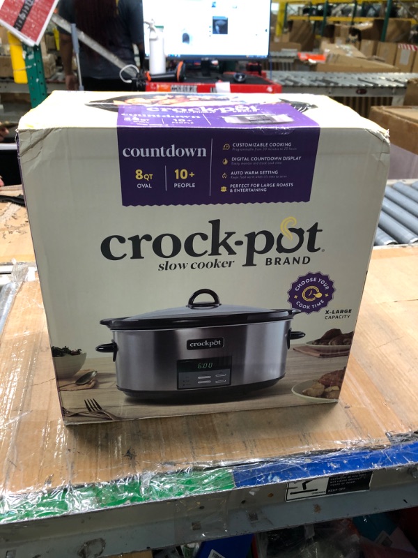 Photo 2 of ***DENT*** Crock-Pot 8qt Programmable Slow Cooker Black Stainless