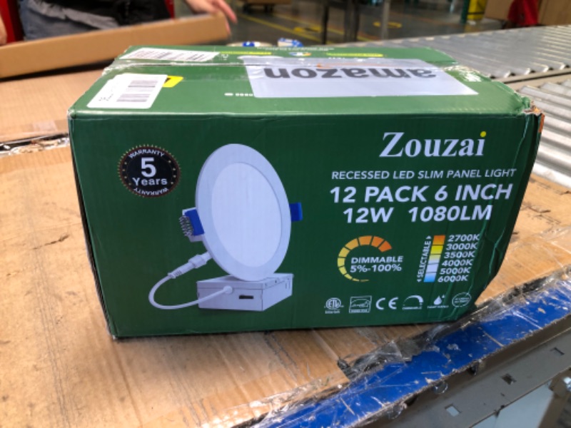 Photo 2 of 12 Pack 6 Inch Black 5CCT reset LED Recessed Ceiling Light with Junction Box, 2700K/3000K/3500K/4000K/5000K Selectable, 12W Eqv 110W,Dimmable, led can Lights- ETL and Energy Star Certified 6 Inch 5CCT-Black