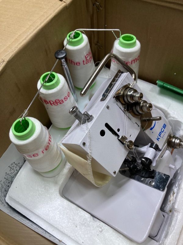 Photo 4 of ****USED**THREAD HOLDER IS BROKEN***FOR PARTS ONLY***SOLD AS IS NO RETURNS***ALL SALES ARE FINAL** KPCB SERGER SEWING MACHINE WITH UPGRADED LED LIGHT AND ACCESSORIES KIT, HEAVY-DUTY DURABLE METAL FRAME OVERLOCK MACHINES
