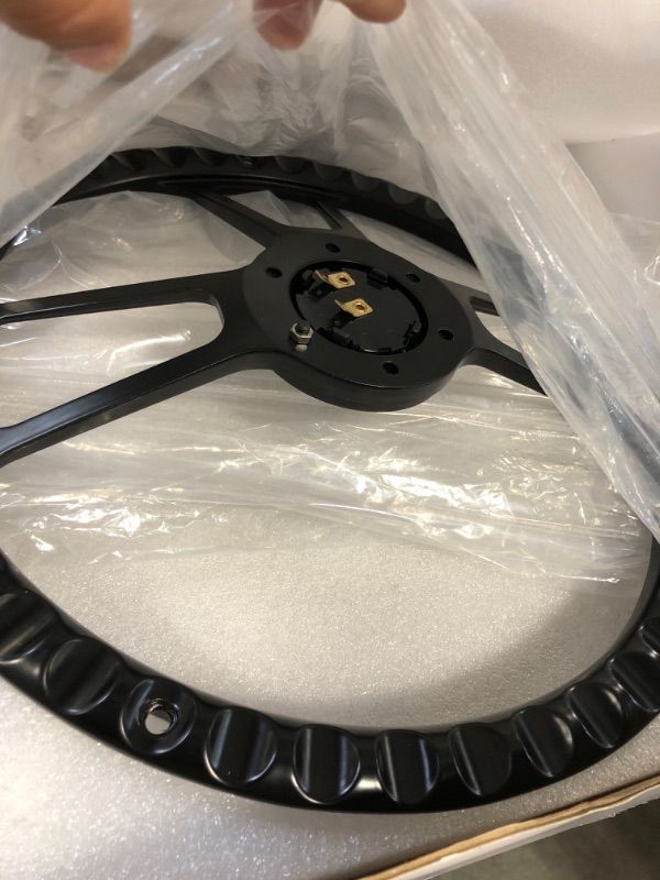 Photo 2 of **SOLD FOR PARTS***
14 INCH UNIVERSAL WOODEN RACING STEERING WHEEL 6 BOLT BLACK ALUMINUM 3 SPOKE VINTAGE WOOD GRAIN STEERING WHEEL WITH HORN BUTTON FOR RACING/RALLY/MOTORSPORTS BLACK LINE STEERING WHEEL BLACK LINE STYLE
