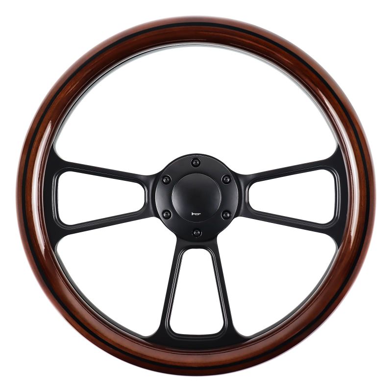 Photo 1 of **SOLD FOR PARTS***
14 INCH UNIVERSAL WOODEN RACING STEERING WHEEL 6 BOLT BLACK ALUMINUM 3 SPOKE VINTAGE WOOD GRAIN STEERING WHEEL WITH HORN BUTTON FOR RACING/RALLY/MOTORSPORTS BLACK LINE STEERING WHEEL BLACK LINE STYLE
