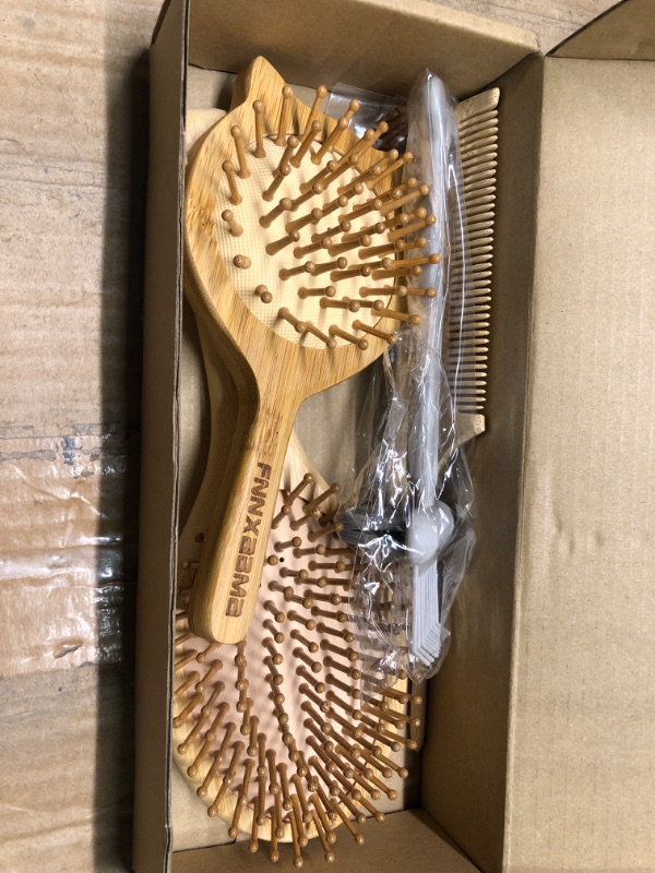 Photo 3 of 100% Bamboo Hair Brushes and Comb Set by Combetter, Comb for Women and Detangling, Great on All Hair, Eco-Friendly and Handmade for Women Men and Kids
