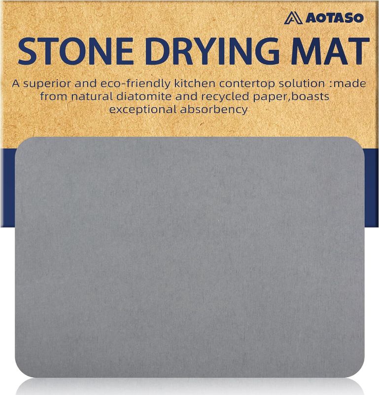 Photo 1 of 12x16 inch Stone Drying Mat for Kitchen Counter Gray Super Absorbent Dish Drying Mat Diatomaceous Earth Quick Dry Dish Mat?1 Pc ?