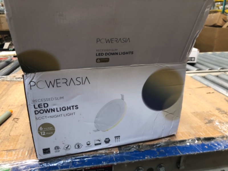 Photo 2 of 12 Pack Recessed Lighting 6 Inch with Night Light, 5CCT 6 Inch LED Recessed Lights Dimmable 2700K/3000K/4000K/5000K/6000K, 15W 1200LM Ultra Thin Recessed Lighting - ETL and Energy Star 12P6IN-WH 6INCH