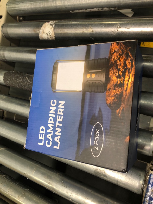 Photo 1 of ****USED**CHARGER IS MISSING** 2 Pack Camping Lantern,Led Camping Lanterns,5000mAh Rechargeable Battery Emergency Lights for Power Outages,3 Colors,IPX4 Waterproof Portable Flashlight Camping Tent Light for Home or Hurricane Hiking Black-2 PACK