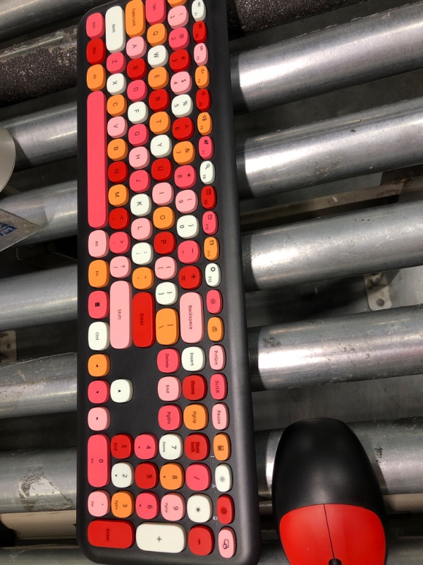 Photo 1 of Wireless Keyboard and Mouse Combo, 2.4 GHz Full-Sized Office Keyboard and Mouse, USB Receiver Plug and Play for Windows 7 8 10, PC, Laptop (Black Colorful)