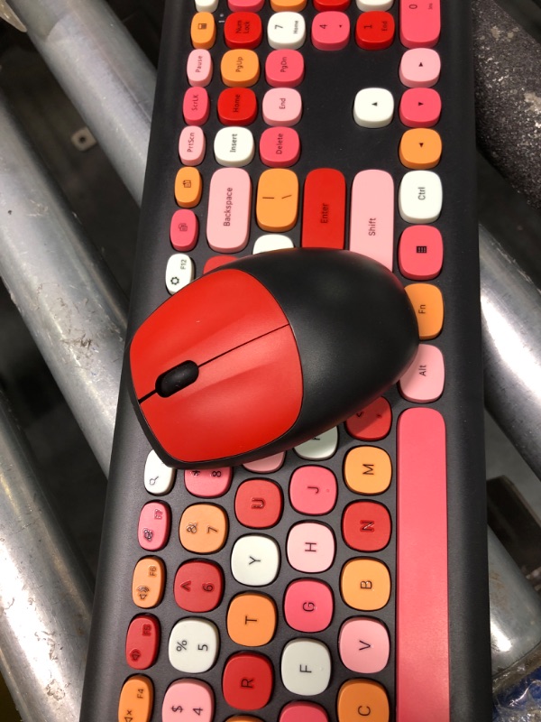 Photo 1 of Wireless Keyboard and Mouse Combo, 2.4 GHz Full-Sized Office Keyboard and Mouse, USB Receiver Plug and Play for Windows 7 8 10, PC, Laptop (Black Colorful)