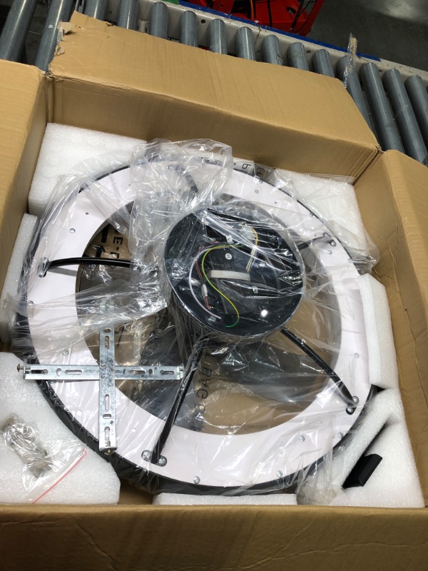 Photo 1 of Ceiling Fan with Lights Dimmable LED Reversible Blades Timing with Remote Control, 5 Invisible Blades Semi Flush Mount Low Profile Fan (21.5in, Black) 21.5in Black