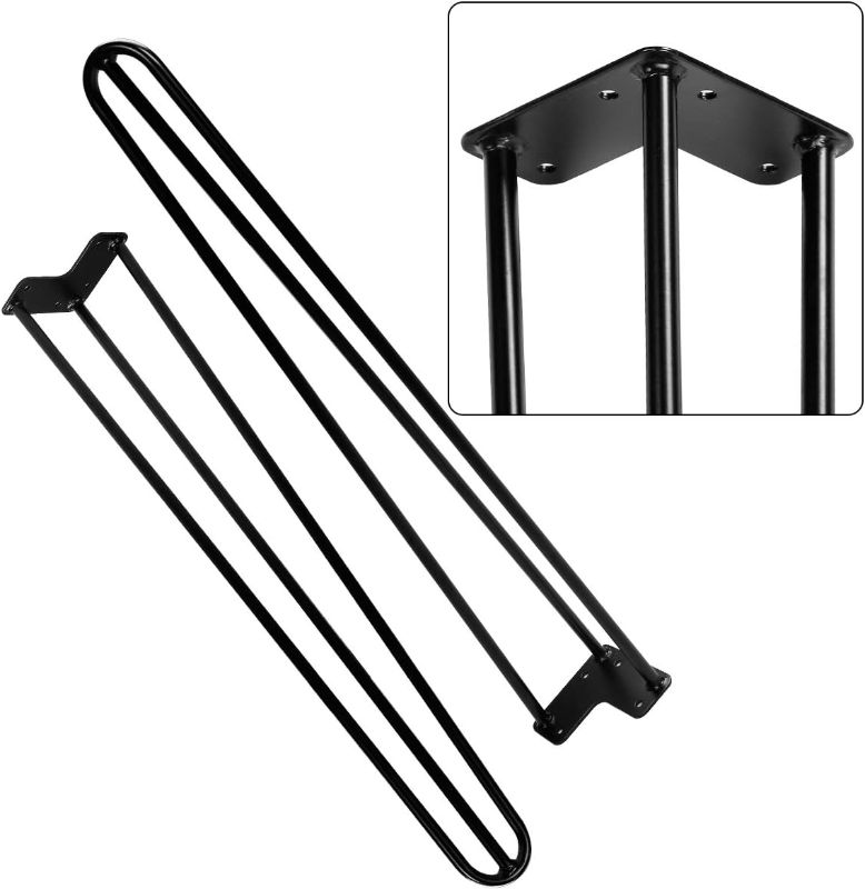 Photo 1 of AECOJOY 28" Black Hairpin Legs, 1/2" Diameter, Set for 4 Heavy Duty 3 Rods Table Legs, for DIY Desk, Stand, Bench