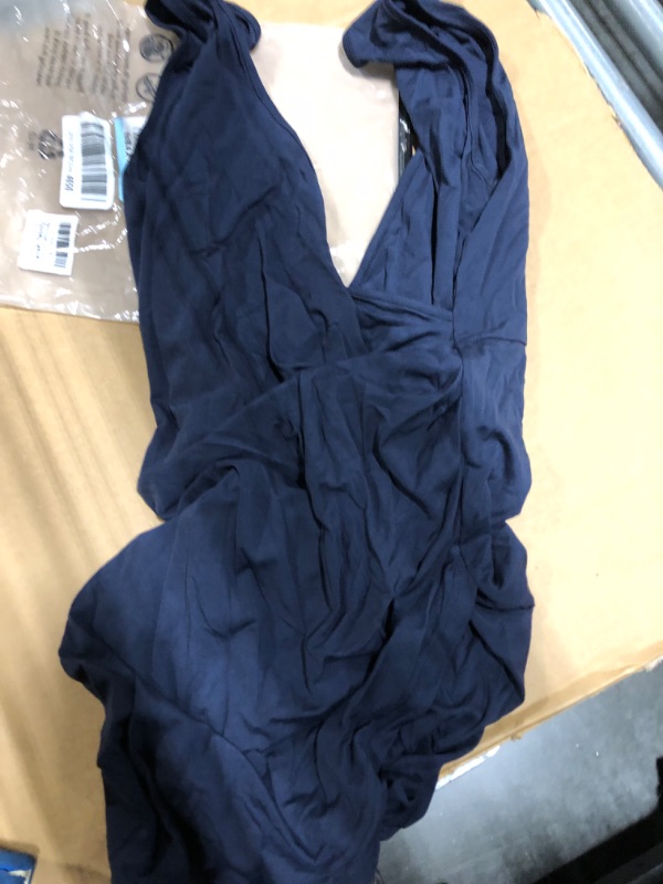 Photo 3 of ****USED***SIZE SMALL*** OFEEFAN Women's V Neck Sleeveless Cocktail Dresses Ruched Bodycon Dresses S- Small 02- Navy