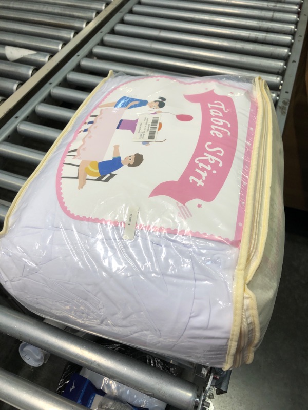 Photo 1 of 6 Pack Spandex White Tablesloths for 8 foot Rectangle Tables, Wrinkle Free Fitted Table Cloth 8ft Stretchy Table Cloths with Skirt for Parties Weddings Birthday Banquet Baby Shower White 8FT(6pack)