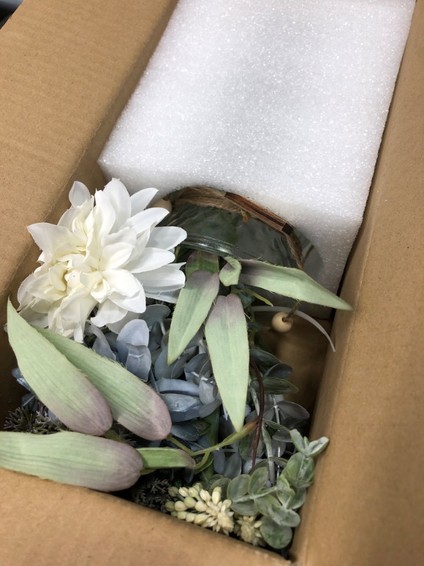 Photo 1 of Silk Flowers in Vase, Artificial Flowers Arrangement with Glass Vase Faux Dahlia for Decoration Table Centerpiece (Dahlia) Dalia