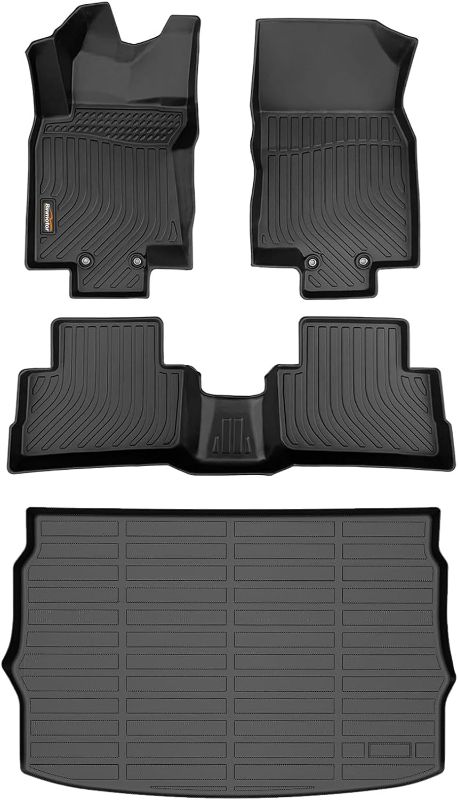 Photo 2 of Binmotor-All Weather Floor Mats for Nissan Rogue Sport 2017-2022, 1st & 2nd Row Full Set, Heavy Duty Car Floor Liners-Black Rogue Sport Accessories Rogue Sport 2017-2022 SET