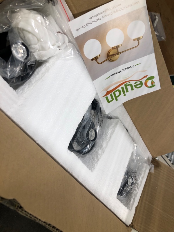 Photo 1 of Black Bathroom Light Fixtures over Mirror, 3-Light Modern Vanity Lighting with Milk White Glass Globe Shade Wall Sconce Black Milk white shade-3lights