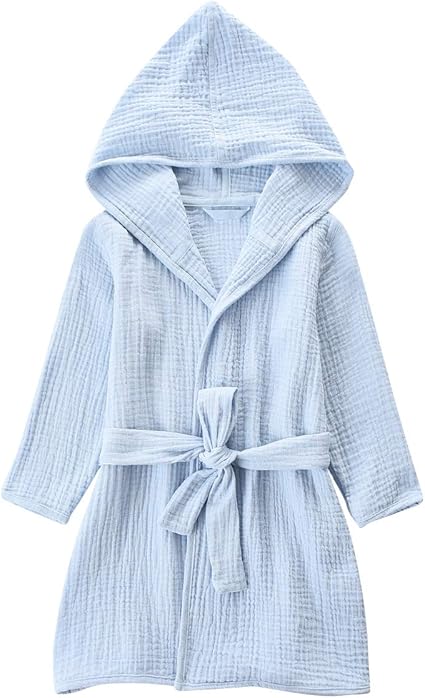 Photo 1 of  Organic Cotton Toddler Bathrobe, Soft and Breathable Robe for Kid, Boy& Girl Hooded Towel Organic Cotton Toddler Bathrobe, Soft and Breathable Robe for Kid, Boy& Girl Hooded Towel