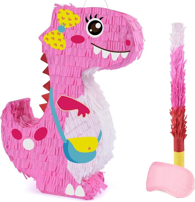 Photo 1 of  Dinosaur Piñata - Dinosaur Birthday Party Supplies for Girls Kids Dino Themed Party Piñata Bundle Set Perfect Party Game Activity Decoration