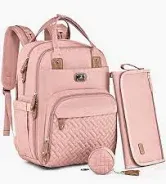 Photo 1 of Dikaslon Diaper Bag Backpack with Portable Changing Pad, Pacifier Case and Stroller Straps, Large Unisex Baby Bags for Boys Girls, Multipurpose Travel Back Pack Moms Dads, Pink