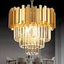 Photo 1 of 3-Tier 15.8" Crystal Gold Chandelier Modern Crystal Pendant Chandeliers 5 Lights Round Crystal Hanging Lighting for Dinning Room Kitchen Island Bedroom Living Room Foyer Entryway, E12