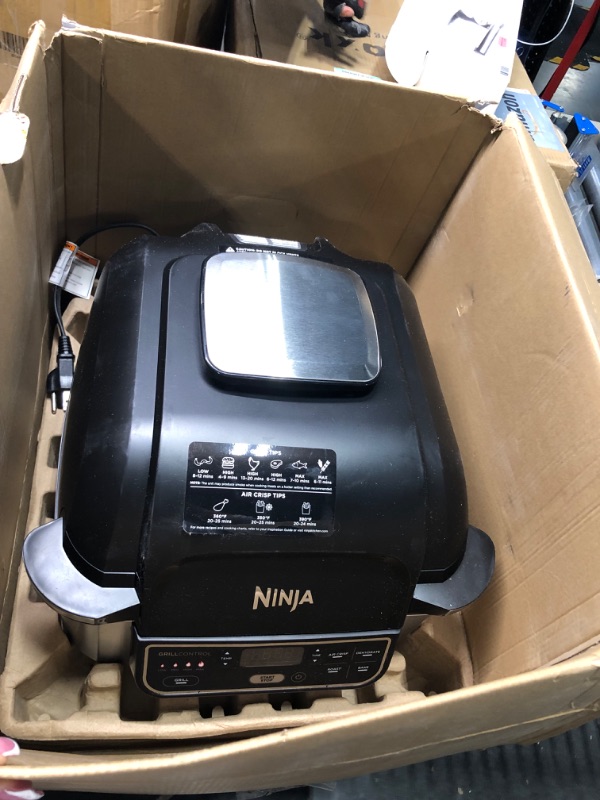 Photo 3 of ***No accesories or  grill pan included***Ninja AG301 Foodi 5-in-1 Indoor Electric Grill with Air Fry, Roast, Bake & Dehydrate - Programmable, Black/Silver