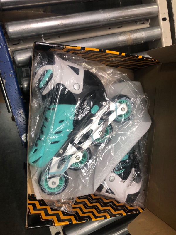 Photo 1 of MammyGol Adjustable Inline Skates for Adults,Safe and Durable Blades Roller Skates with Giant Wheels, High Performance Professional Skates for Men Women A-Teal X-Large - Adult (6-8 Men/7-9 Women)
