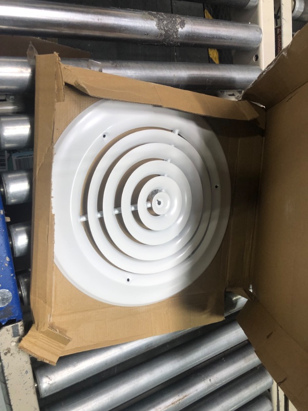 Photo 2 of 10" Round Ceiling Diffuser - Easy Air Flow - HVAC Vent Duct Cover [White] - [Outer Dimensions: 13.75"]