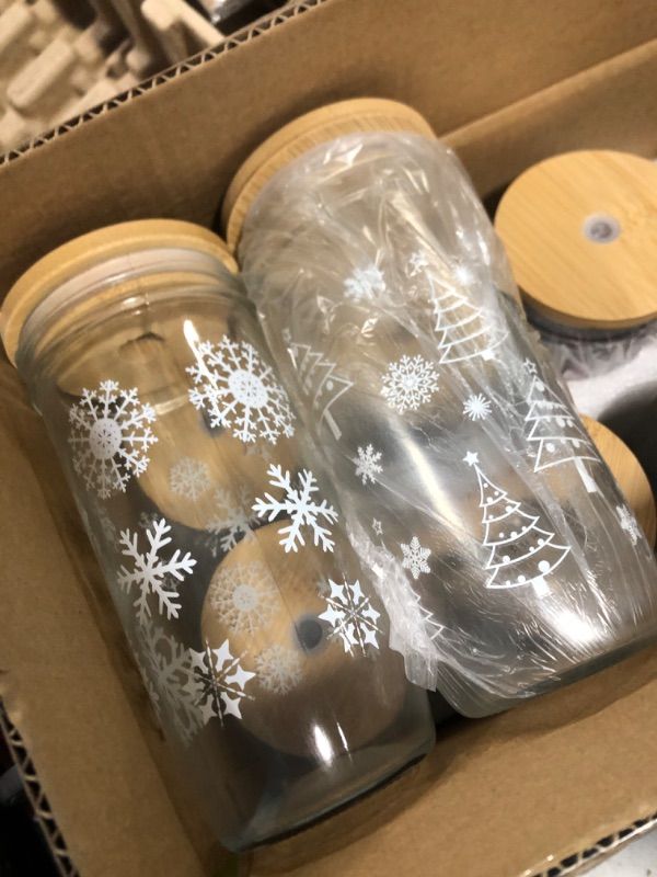 Photo 1 of 8PC Winter Themed Glass Tumblers with straws