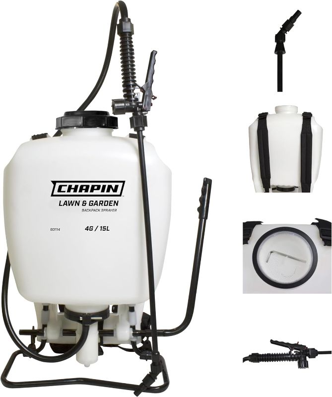 Photo 1 of ****USED***Missing wand, missing the lever missing lid**** Chapin 60114 Made in USA 4-Gallon Backpack Sprayer with 3-Stage Filtration System Pump Pressured Sprayer, for Spraying Plants, Garden Watering, Lawns, Weeds and Pests, Translucent White
 
