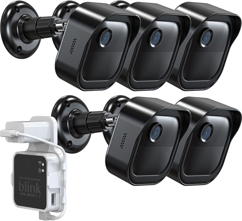 Photo 1 of All-New Blink Outdoor 4 Camera Wall Mount, Weatherproof Protective Housing and 360° Adjustable Mount with Blink Sync Module 2 Mount for 4th 3rd Gen - Blink Camera Not Included (5 Pack, Black) ***cameras not included****