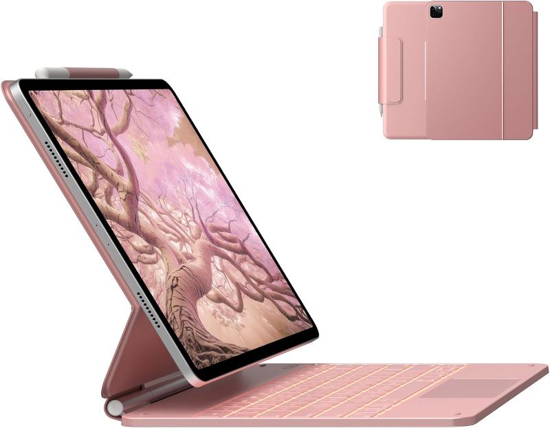 Photo 1 of ***NON FUNCTIONAL//SOLD AS PARTS*** 
typecase Keyboard Case for iPad Air 13 2024 and iPad Pro 12.9 (6th, 5th, 4th, 3rd Gen),Magic Keyboard for iPad Pro 12.9, Easy-Set Magnetic Stand, Multi-Touch Trackpad, 11 Colors Backlight,Rose Gold