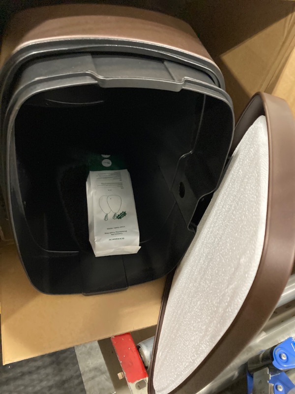 Photo 1 of SONGMICS 13 Gallon Trash Can, Stainless Steel Kitchen Garbage Can, Recycling or Waste Bin, Soft Close, Step-On Pedal, Removable Inner Bucket, Brown ULTB50BR Brown 13 Gal.