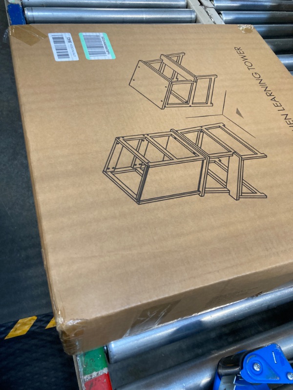 Photo 1 of Kids Kitchen Step Stool with Chalkboard & Safety Rail for Toddlers 18 Months and Older, Safety Anti-Slip Protection, Removable Step Stool for Adult Use, Natural