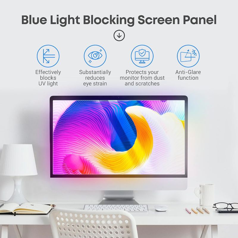 Photo 1 of ****USED** 27 inch Anti-Glare Blue Light Blocking Screen Protector Panel for 16:9 Widescreen Computer Monitor and Laptop - LED PC Anti-UV Eye Protection Filter Film - Anti-Scratch Diagonal Frame Shield
