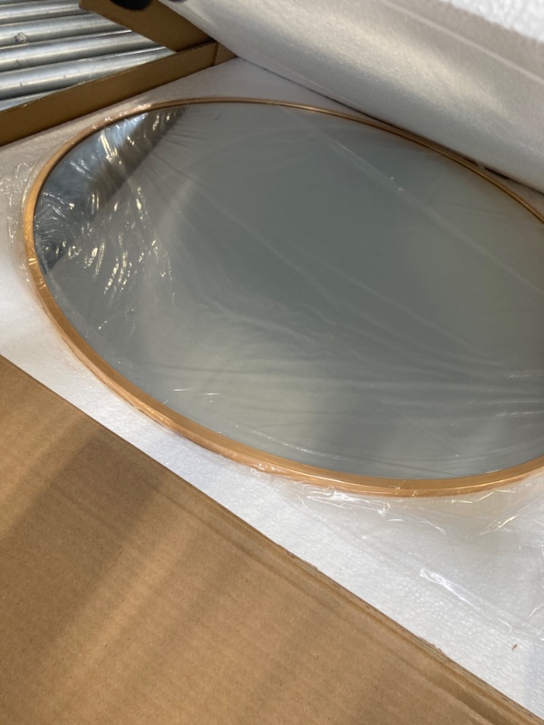 Photo 3 of ****USED*** COLOR ROSE GOLD**** BBEAUTYPEAK 24 Inch Round Mirror, RoseGold Metal Frame Circle Mirror, Wall Mirror for Entryway, Bathroom, Vanity, Living Room, Rose Gold Circle Mirror
