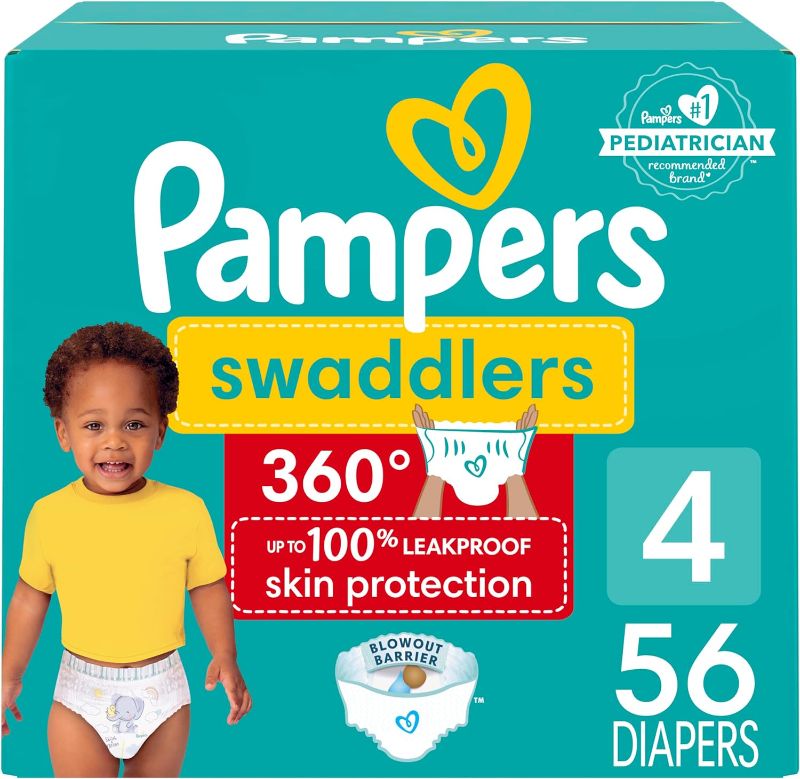 Photo 1 of **64*
 Pampers Swaddlers 360 Pull-On Diapers, Size 4, 56 Count for up to 100% Leakproof Skin Protection and Easy Changes
