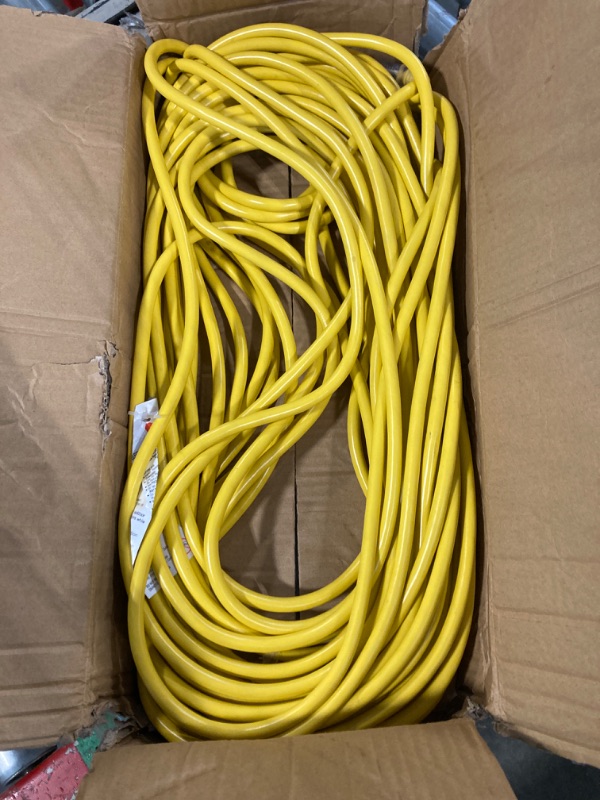 Photo 4 of 100 ft 12/3 Outdoor Extension Cord Waterproof Heavy Duty with Lighted Indicator End 12 Gauge 3 Prong, Flexible Cold-Resistant Long Power Cord Outside, 15Amp 1875W SJTW Yellow ETL Listed Yellow 100FT