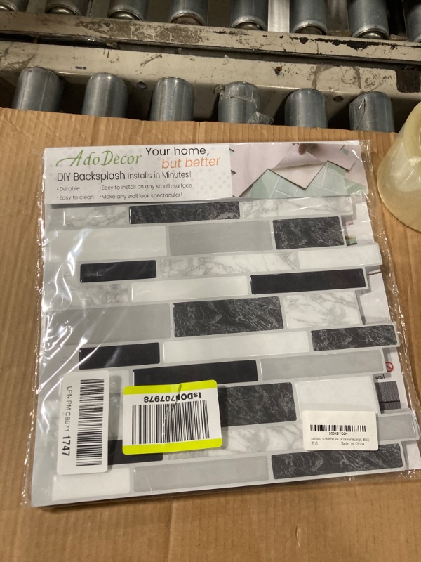 Photo 1 of 10-Sheet Peel and Stick Tile Backsplash,12"x12" Premium Wall Sticker Stick on Kitchen Backsplash Peel and Stick Tile (Black).
