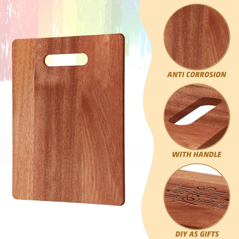 Photo 1 of  Bulk Cutting Board Plain Large Cutting Board Set Chopping Board with Handles Blanks Laser Engraving Cutting Board for Customized, Personalized Engraving Gifts (14''x11'',Walnut) Walnut 14''x11''