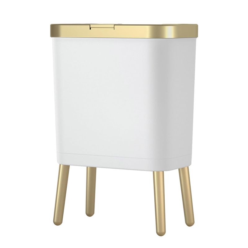 Photo 1 of ** MISSING LEGS**
4-Gallon Plastic Trash Can with Lid, Slim and Fashionable, White, 19.09 x 13.07 x 7.72 in
