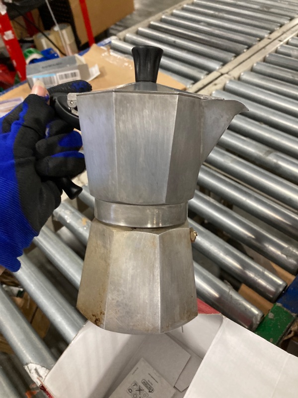 Photo 3 of ***FOR PARTS ONLY NO RETURNS*** - Moka Espress: Iconic Stovetop Espresso Maker, Makes Real Italian Coffee, Moka Pot 6 Cups (6 Oz), Aluminium, Silver 6 Cups Silver