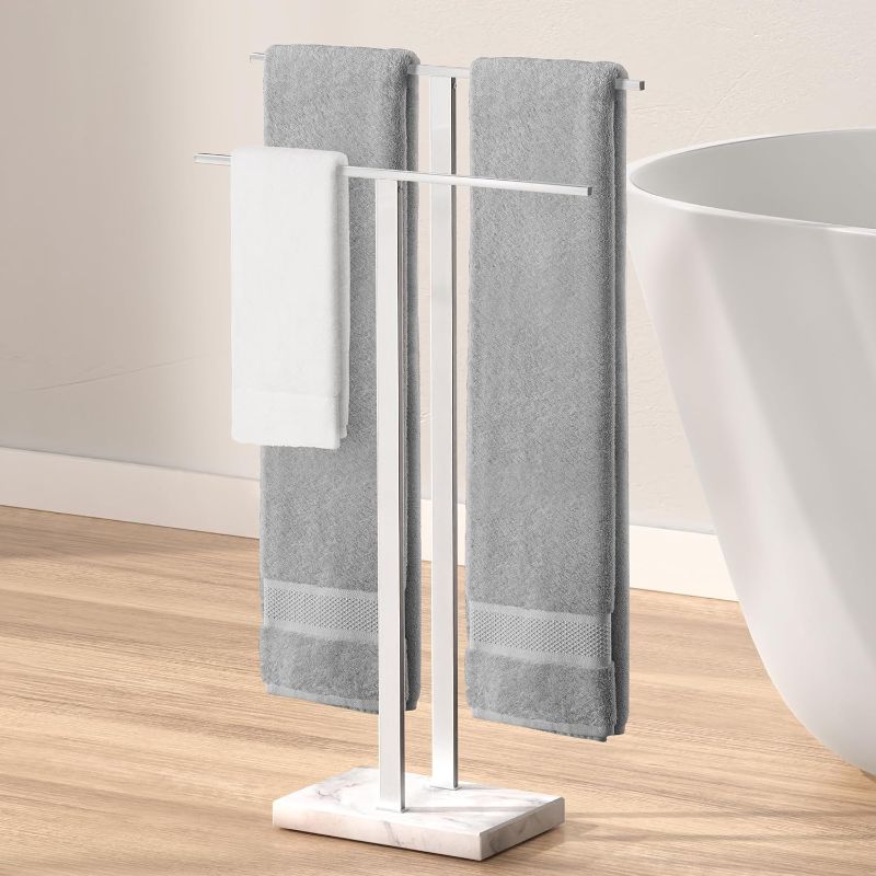 Photo 1 of *** MISSING PARTS***
KES Standing Towel Rack for Bathroom with Marble Base, 2-Tier Towel Rack Stand for Floor, SUS304 Stainless Steel Polished Finish, BTH217
