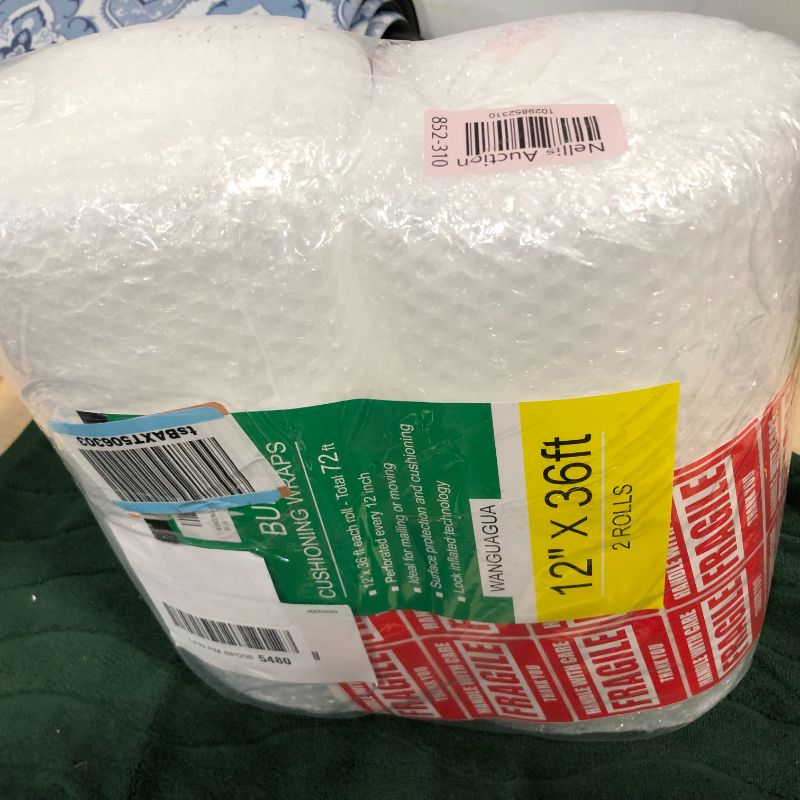 Photo 3 of 2 Pack 12 Inch x 72 ft Total Bubble Packing Nylon Wrap For Moving Boxes Shipping Cushioning Supplies Perforated Every 12”
