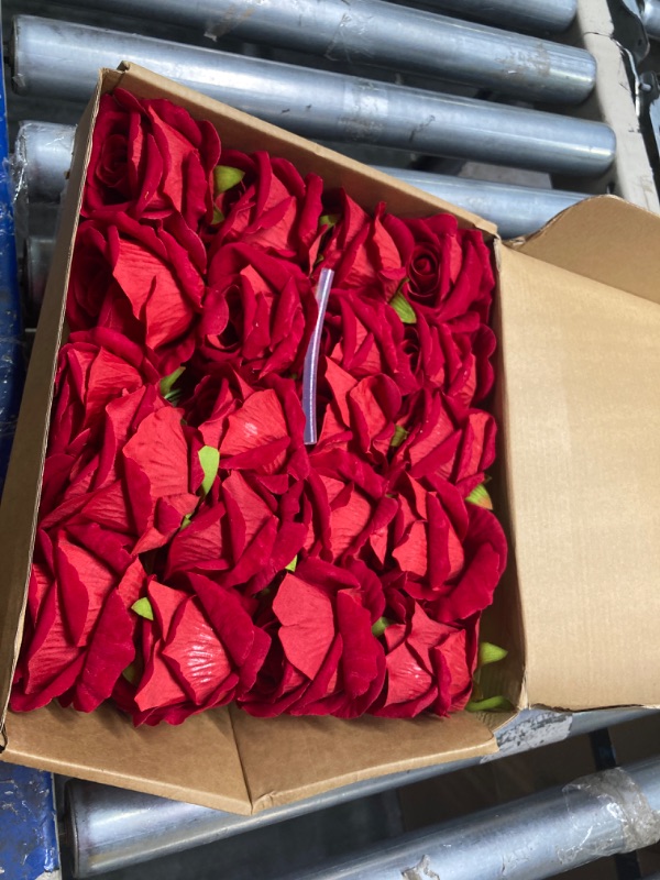 Photo 3 of ****USED**** Artificial Flower in Bulk Wholesale 20pcs 10'' Velvet Silk Rose with Wire Stem Real Looking Fake Flower for Wedding Bouquet Bridal Shower Home Décor Flower Wall Hair Flower Hat Trim (Red) Red 20