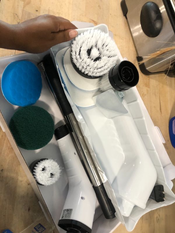 Photo 5 of **PARTS ONLY** Cordless Electric Spin Scrubber, Cleaning Brush Scrubber for Home, 400RPM/Mins-8 Replaceable Brush Heads-90Mins Work Time, 3 Adjustable Size, 2 Speeds for Bathroom Shower Bathtub Glass Car Large Scrubber