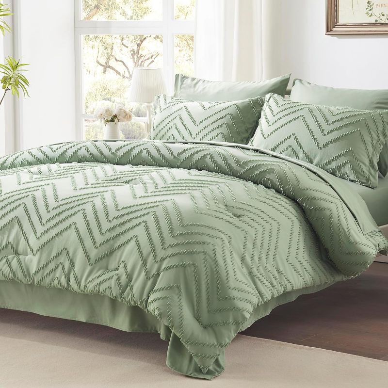 Photo 1 of  Comforter Set, Sage Green Tufted Bed in a Bag