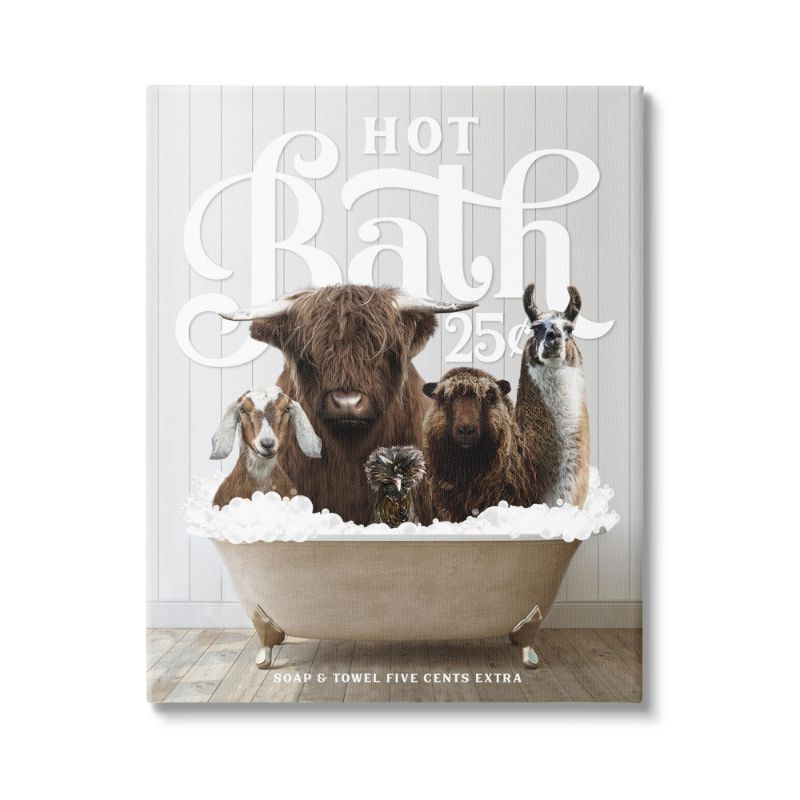 Photo 1 of ***DAMAGED***
 Industries Farm Animals in Bath Canvas Wall Art by Lettered and Lined 24 x 30